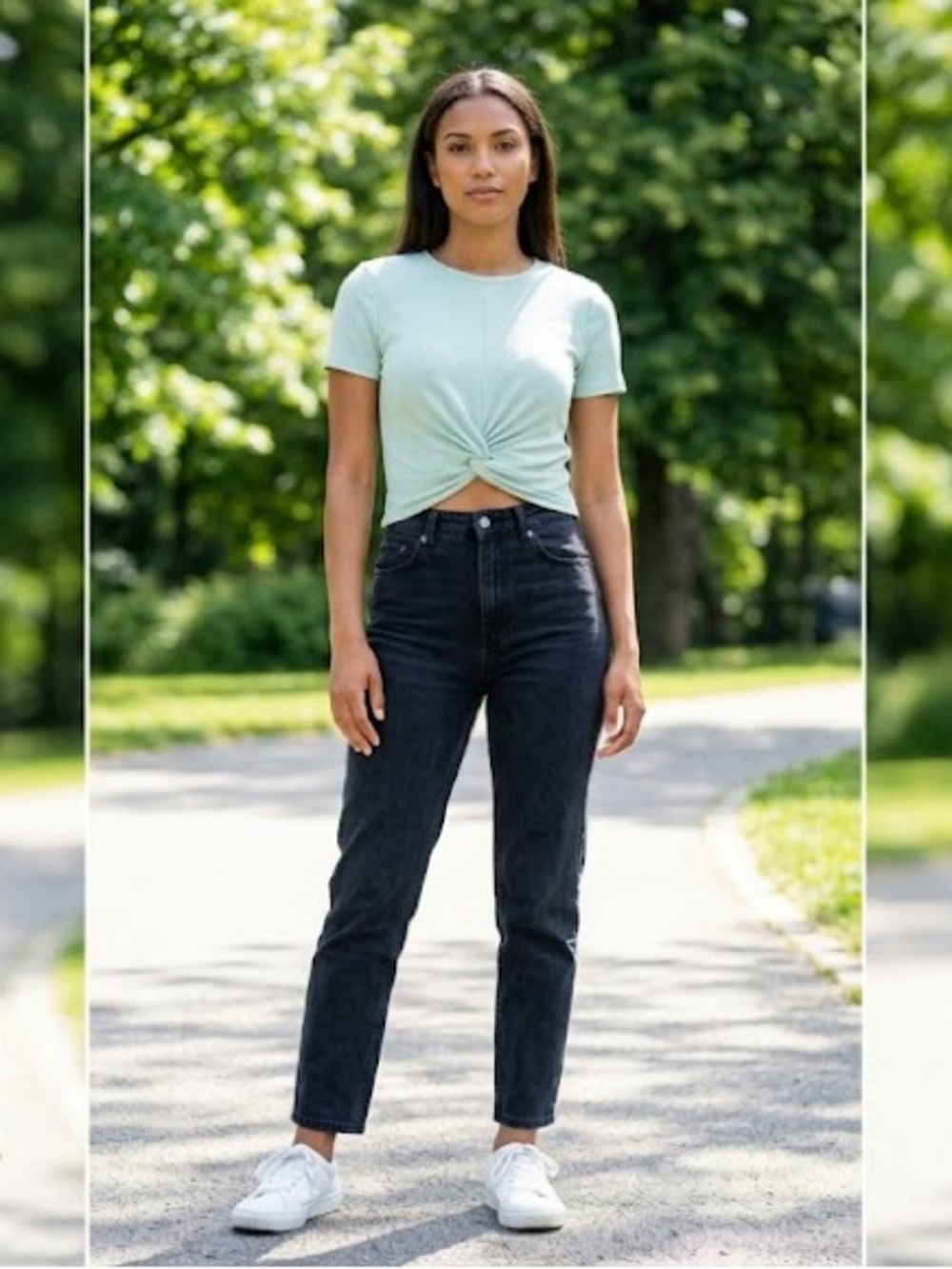 Divided Green Crop Top